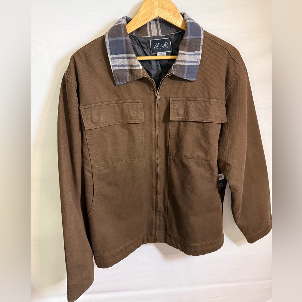 VALOR Collective Calvary Twill Flannel Jacket Full-Zip Mens Large Brown LS NWT